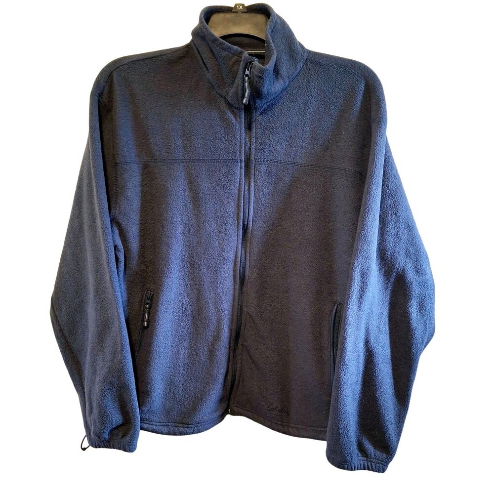 Cabela's Fleece Jacket Size XL Large Navy Full Zip Mock Neck Pockets Outdoors